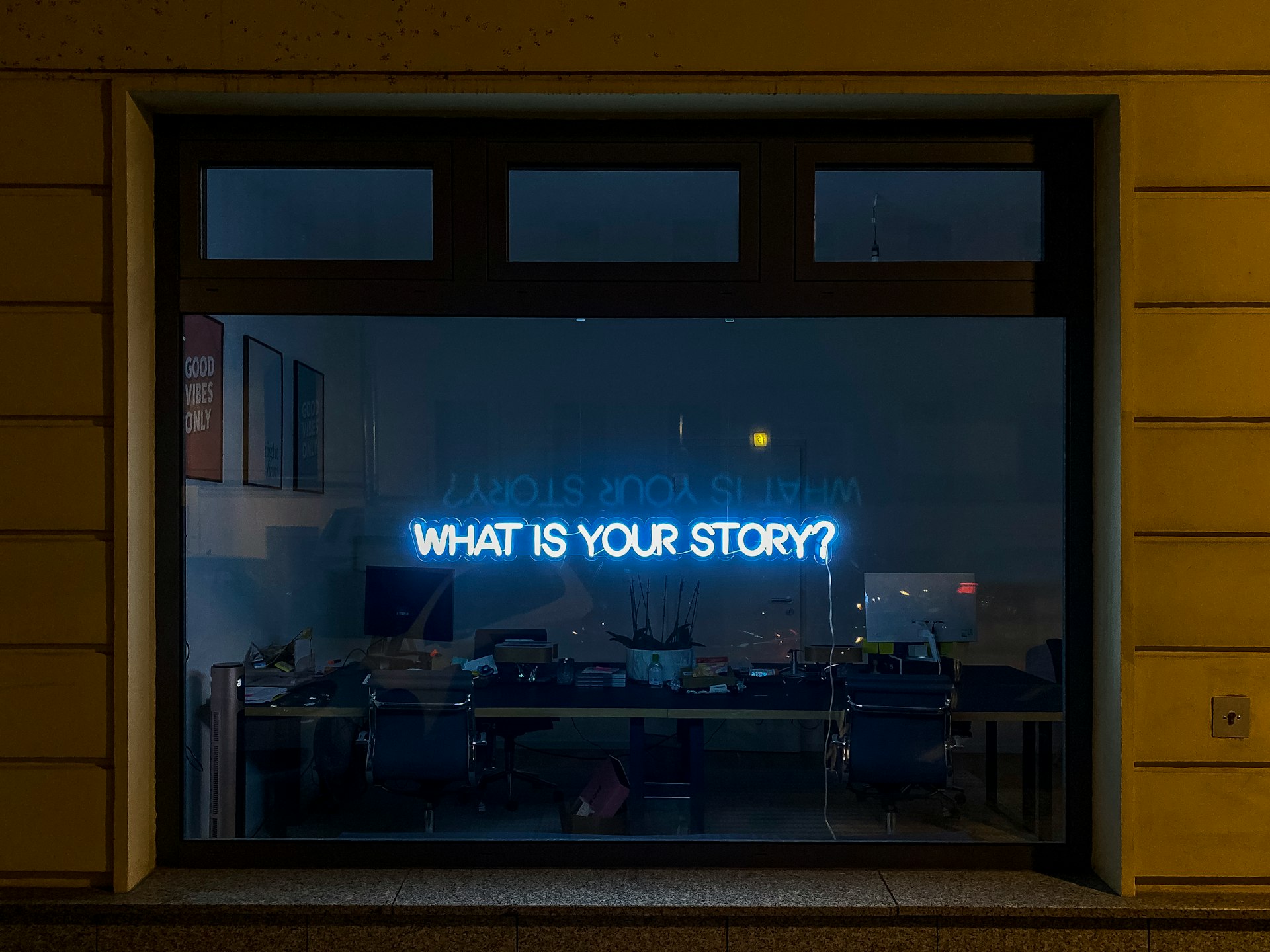 A digital screen displaying the story of Sign Architects